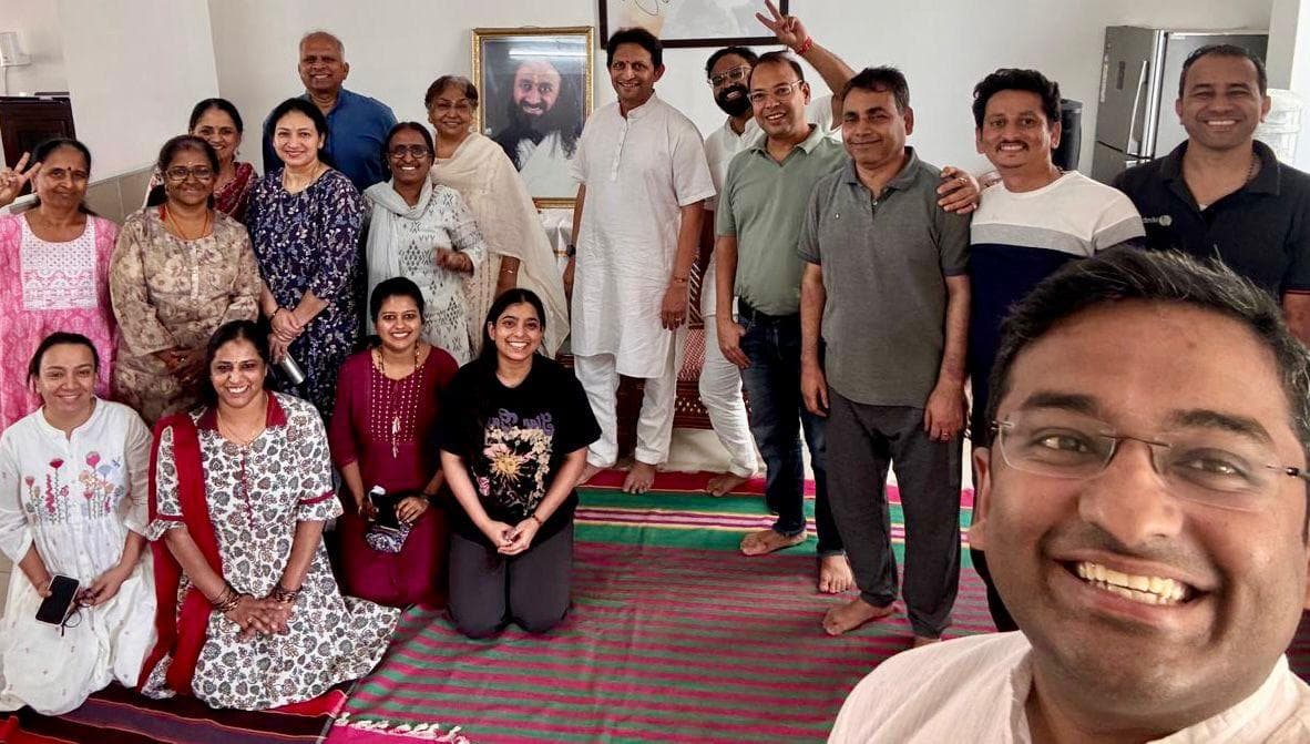 Happy meditation participants